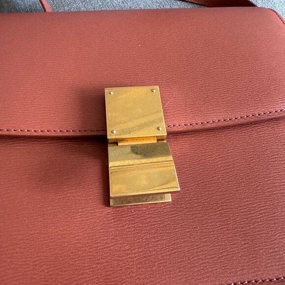 Celine medium classic box orange burnt terracotta liege leather bag - Picture 8 of 11